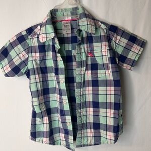 Carter's Navy and Mint Plaid Button Down Shirt Baby Size 12M
